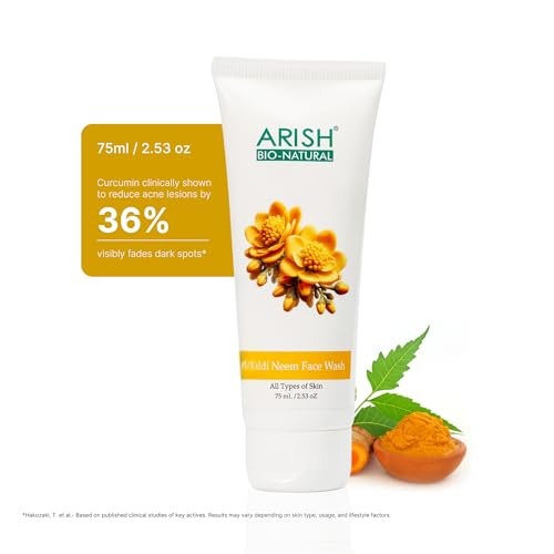 Image of ARISH BIO-NATURAL Haldi Neem Face Wash- 75 ml | Turmeric, Tulsi & Honey | Herbal Anti-Acne Cleanser for Pimples & Blemishes | Deep Cleansing for Oily & Acne-Prone Skin | For Women & Men All Skin Types
