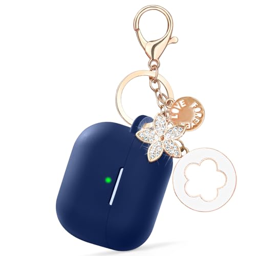 Image of Case Compatible With Apple Airpods 4 - VISOOM Airpods 4 Cases 2024 Cover Women Anti-Drop Silicone iPods 4 Earbuds Wireless Accessorie Charging Cases Girl Bling Keychain for Airpod Ipods 4th Generation