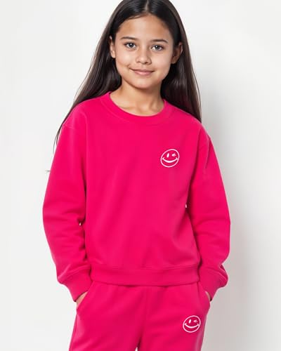 JOE BOXER Girls Sweatshirt Pullover, French Terry Crewneck Sweatshirt for Girls, Comfy Kids Sweatshirts2