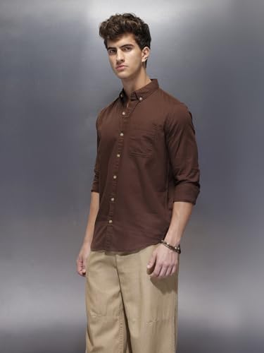 Image of WROGN Men's Pure Cotton Shirt | Solid | Slim Fit