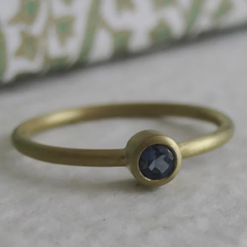 Bague topaze bleue Londres or jaune 14 carats 585 femme taille 7 artisanale