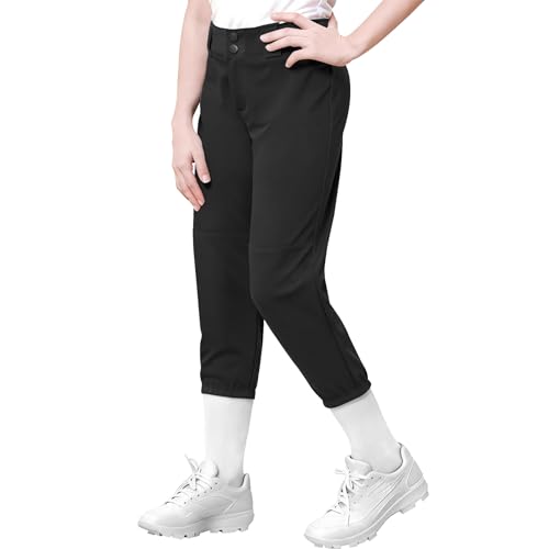 QBK 2T-13Years Girls Softball Pants Kids Youth Boys Baseball Practice Pant Toddler tee Ball PantsBlack3T