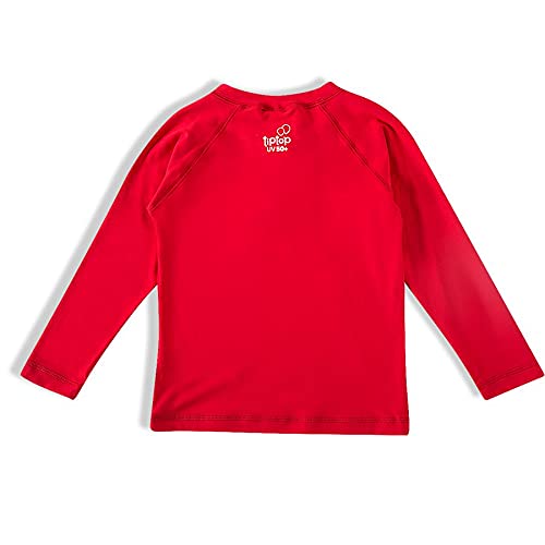 Camiseta de Praia Manga Longa, Tip Top, Unissex, Vermelho Medio, 4 Anos