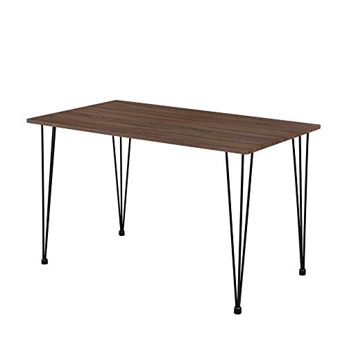 [en.casa] Mesa de Comedor Elegante con Patas Horquillas 120cm x 70cm x 75cm Mesa de Cocina Patas de Mesa de Acero Negro Hairpin Leg Tablero de MDF (Color Nogal)