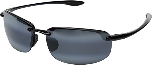 Maui Jim Men's & Women's Hookipa Polarized Rectangle Sunglasses, Gloss Black/Neutral Grey Polarized, Medium Fit
