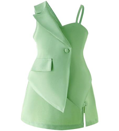 Image of Girls Pastel Green Co-Ord Set | Kids Summer Outfit | Stylish Sleeveless Top & Skirt Set for Girls | Party, Casual & Vacation Wear
