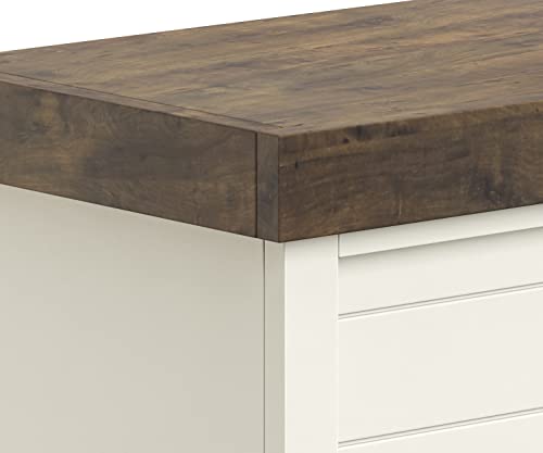 Bridgevine Home Washington Modern Farmhouse Electric Fireplace with Mantel, 48 inches, Poplar and Knotty Alder Solid Wood, Jasmine Whitewash and Barnwood Finish