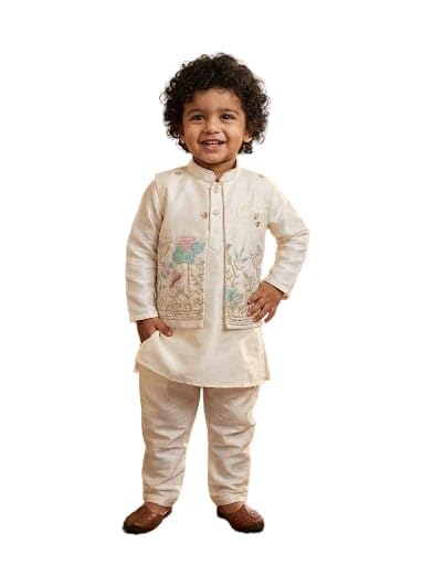Boys Embroidered Kurta Pajama with...