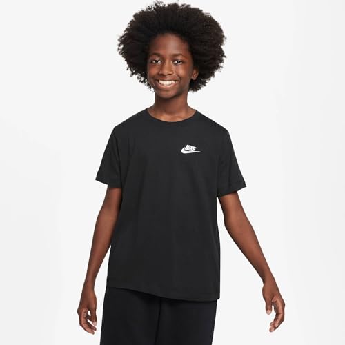 Nike Unisex Kinder K NSW Tee Emb Futura Lbr Shirt, Schwarz, 14-15 Jahre EU