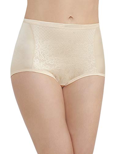 Vanity Fair Women's Smoothing Comfort Brief Panties with Rear Lift, 2 Ply-Beige Lace