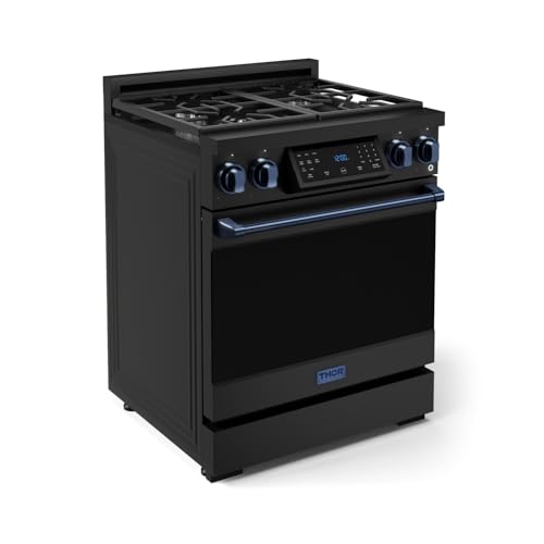 Image of Gordon Ramsay by THOR Kitchen 30 Inch Professional Gas Range with Tilt Panel Touch Control in Black /Navy Blue