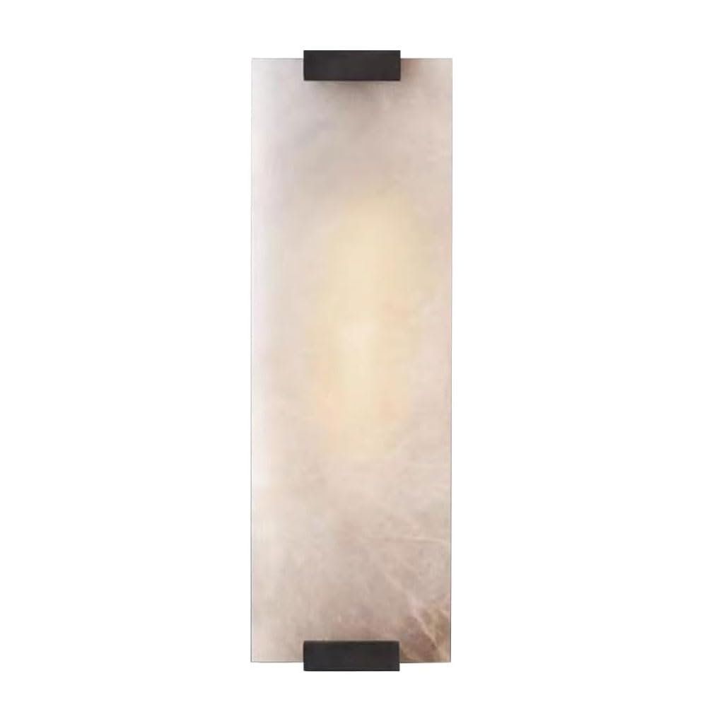 JISHUBO 18.1 Inch Rectangular Alabaster Wall Sconce, Modern Industrial Style Metal Wall Light, G9 Light Source Hardwired Wall Lamp, Corridor Living Room Stairs Wall Mounted Lighting Fixtures