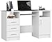 ADGO Ana Bureau d'ordinateur avec 3 Tiroirs, 2 étagères, 1 Armoire 124x74x52cm, Plateau Coulissant pour Clavier de Bureau, Espace de Rangement, pour Le Travail (Livraison en 2 Paquets)(Blanc)