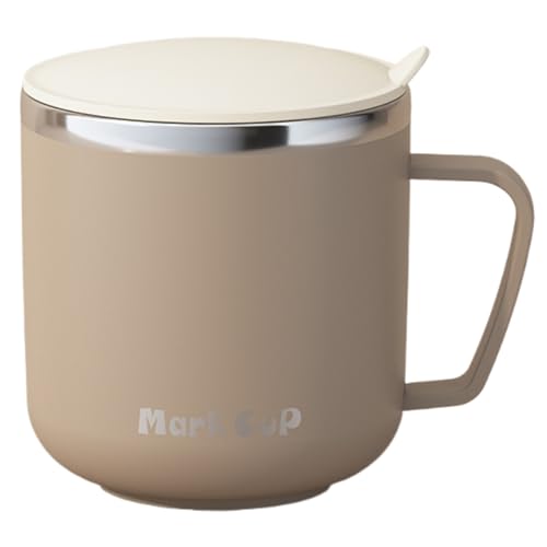 Vlfn マグカップ 400ml 真空二層構造 保温・保冷 304 ステンレス鋼 蓋付き コーヒーカップ 飲みごろ カラーマグ オフィス・朝食・オートミール用 洗浄容易 シンプル (コーヒー)