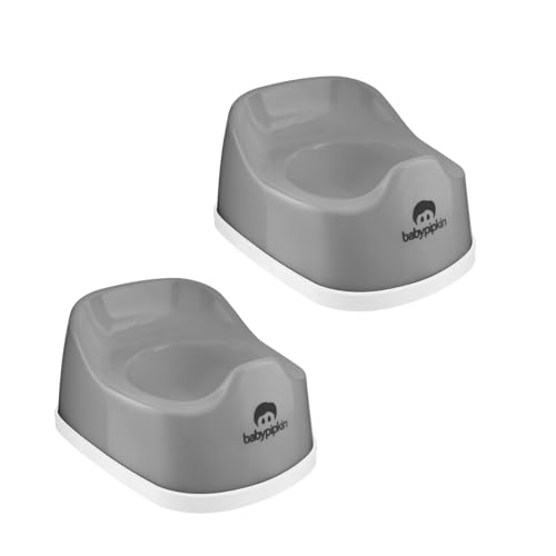 HOMESHOPA Children Training Potty, 2 Pack Kids Toddler Toilet Training Seat, Plastic, Portable Lightweight, Non Slip Rubber Grip, Easy to Clean and Carry Travel Potty - Grey