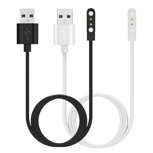 2-Pack Chargers Compatible for Popglory P96/KALINCO P96 Smart Wtach Charger, Magnetic Charger 2ft Charging Cable for KALINCO&Popglory P96 Smart Watch (Black&White)