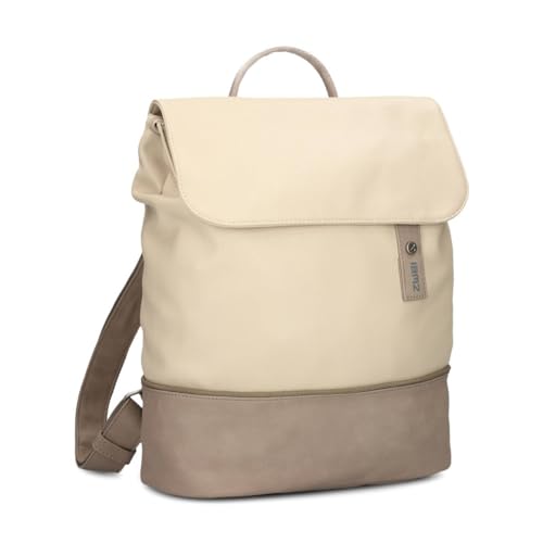 Zwei Damen City-Rucksack Jana JR13 Damenrucksack 7 Liter, sportlich-eleganter Look bicolor, DIN-A4 Größe, weiches Kunstleder, Rückenpolsterung, Hauptfach mit Reißverschluss (nubuk-cappuccino)