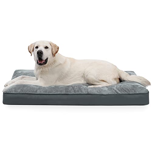 Dog-Crate-Bed-Waterproof-Deluxe-Plush-Dog-Beds-with-Removable-Washable-Cover-Anti-Slip-Bottom-Pet-Sleeping-Mattress-for-Large-Medium-Jumbo-Small-Dogs-41-x-27-inch-Gray