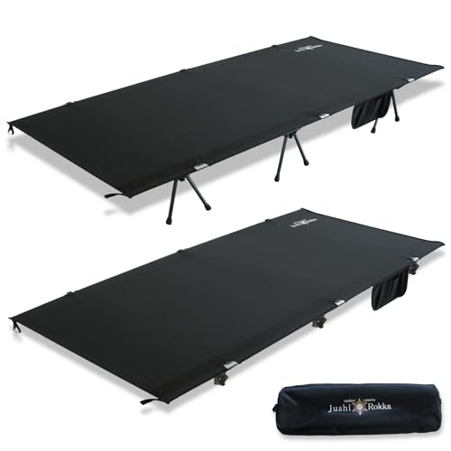 Jushi Rokka Camp Cot, 2-Way, Height Adjustment, Lightweight, Compact, Disaster
