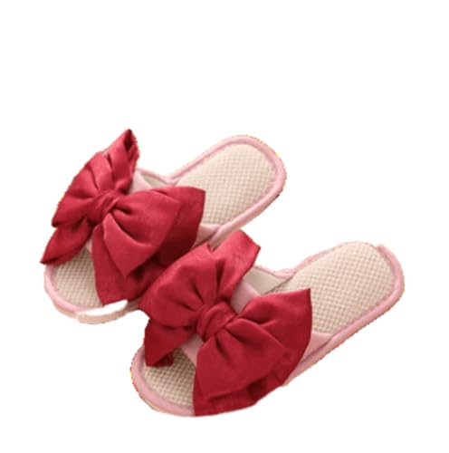 Bow Flax Slipper with Clean Girl Aesthetic Cute and Stylish Hotel Slippers for Women Non-Slip Chic Summer Comfort
