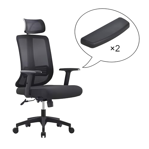 Image of MRC EXECUTIVE CHAIRS ALWAYS INSPIRING MORE Nylon Office Chair Arm Rest Replacement Chair Handle Part Ola Adjustable Handle PP Pad Black (Set Of-2 Piece) With Nut Bolts&Key Fit To Every Chair (PP Pad)