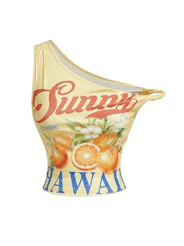 Image of SOLY HUX Women's Y2k Off The Shoulder Tops Vintage Floral Sleeveless Going Out Crop Tank Top Tropical Vacation Outfits