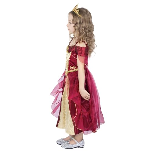Sincere Party Girl's Luxury Red Belle Princess Dress Cosplay Costume with Tiara 5-6 years, 5-6 Years/110-116 - Image 3