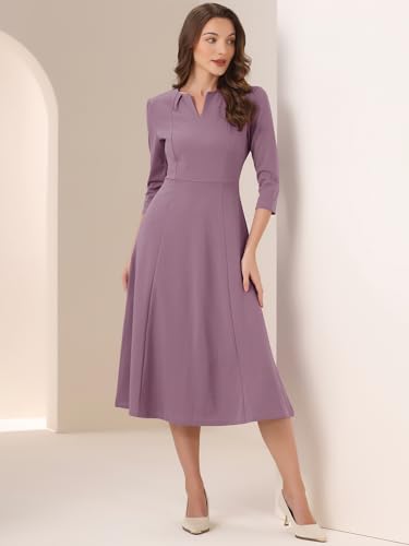 Image of Allegra K Womens 3 /4 Sleeve A-Line Business Work Formal Midi Dress