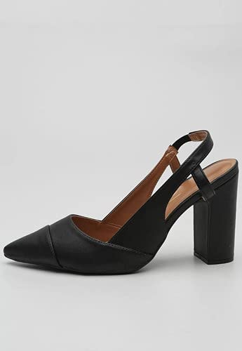 Sapato Chanel Vizzano Salto Grosso 1285.419 cor:preto;tamanho:35