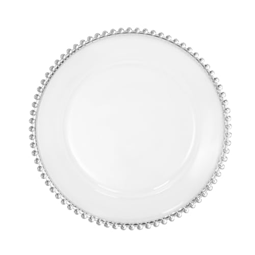 Set 25 platos cargadores transparentes y plateados 13 pulg miniatura 1