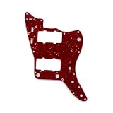FLEOR Części gitarowe 13-otworowa pickguard zdrapka pasuje do amerykańskiej produkcji vintage FD JM Style 65/60s gitara, 4-warstwowa czerwona skorupa żółwia