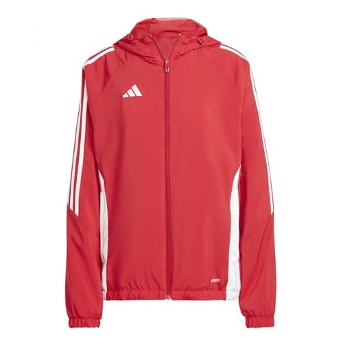 Adidas Tiro 24 - Chaqueta Cortavientos para Mujer, Color Blanco y Rojo, Talla L (42-44)