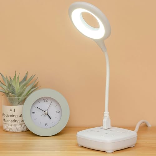 Verdant Touch Lámpara LED de escritorio de tres niveles con atenuación táctil, luz de mesa, protección ocular, lámpara USB para el hogar, dormitorio, escuela, 40 cm de largo