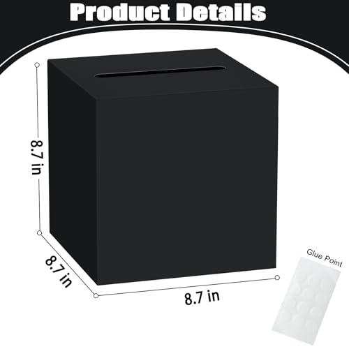 Image of Black Card Box for Party, 8.7 inch Gift Cards Receiving Box Holder for Wedding, Bridal Shower, Graduation, Birthday, Retirement, Baby Shower, Anniversaries Party Decorations
