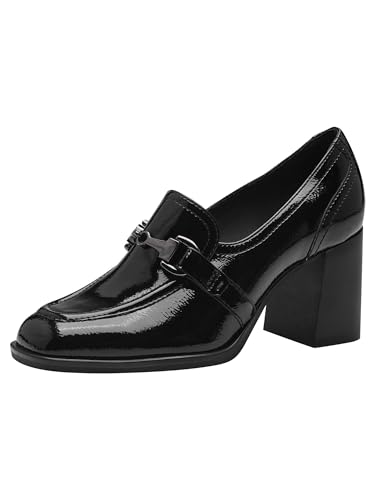 Tamaris Damen Trotteur Blockabsatz Vegan; Black PATENT, EU 36
