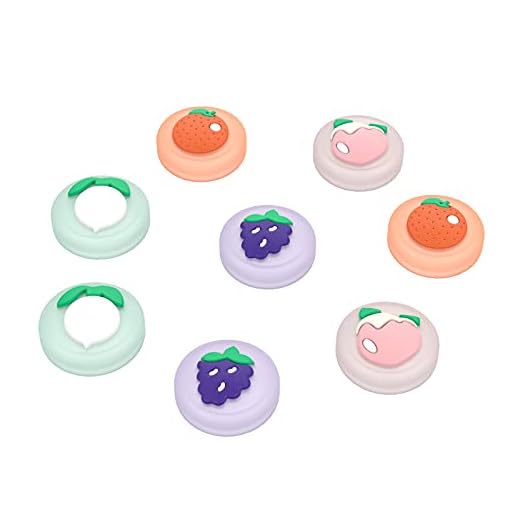 TiMOVO Thumb Grip Cap Compatible with Nintendo Switch & Switch Lite, (8 PCS) Cute Fruit Theme Joystick Cover Non-Slip Soft Silicone Joystick Cap Fit Joy-con Controller, Colorful