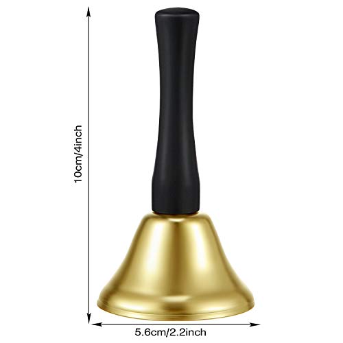 24 Pieces Hand Bells Silver Steel Service Handbells Black Wooden Handle Diatonic Metal Bells Musical Percussion (Gold) #TOP2