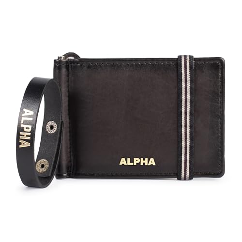 Alpha Premium Leather Mens Wallet | 100% Ethically Sourced Top Grain Leather | Luxury Craftsmanship | Smart Design | RFID Protection | Blending Style with Functionality | Business | Style 19, Black