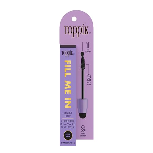 Toppik Fill Me In Hairline Filler, Hair Color Root Touchup, Hair Fibers Wand, Fills In Thinning Hairline, Hair Styling Product, 0.176 oz (5 g), Black