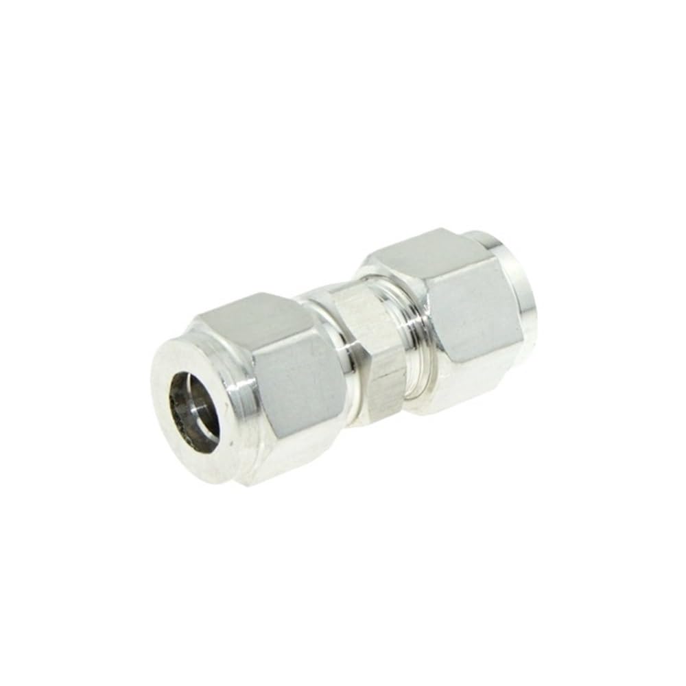 Tube Union Coupler Stainless Steel Equal Fitting, Ferrule Compression Coupler, SS304 Double Head Straight(3.17mm)
