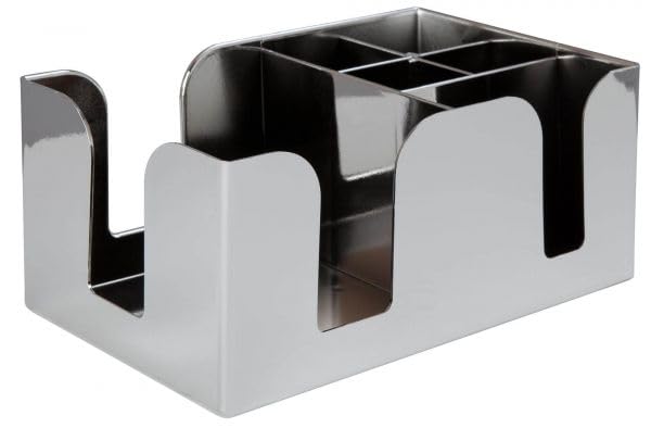 Plastic Classic Bar Caddy with Chrome Finish - Organize Your Barware in Style!, Bar Storage, Bar Organiser, Bar Condiment Caddy, Napkin Holder, Straw Holder Chabrias Ltd