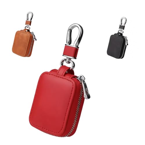 Una Funda para Auriculares con mosquetón, Estuche para Cascos con Cremallera, Funda de Auriculares inalámbricos con Estuche Protector Anti-caida (Rojo)