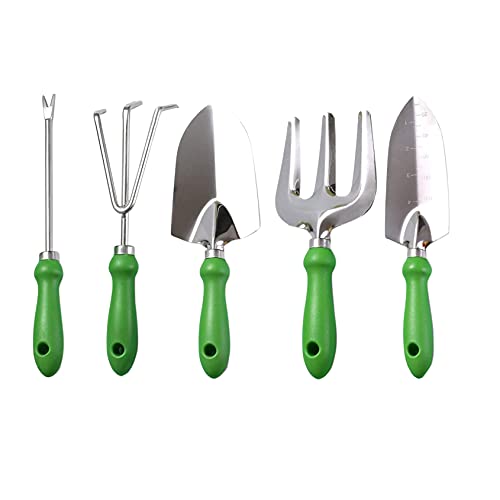 Pqahffowr Juego de Herramientas de JardíN de 5 Piezas, Kit de Trabajo JardineríA, con Manejar PP, Herramientas Mano, Juego Herramientas Carnosas, Herramientas de JardineríA para Exteriores