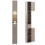 【MATERIALE PREMIUM】 Il mobile bagno è realizzato con pannelli in legno resistente e ripiani in vetro temperato, materiali resistenti all'umidità e all'usura con una robusta capacità di carico. Resiste ad ambienti difficili come bagni umidi e cucine unte