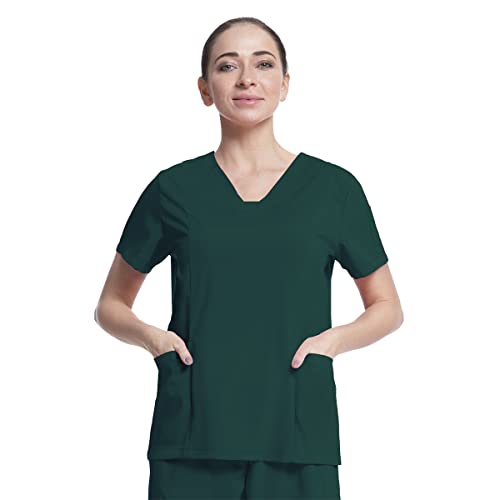 niaahinn Hospital Scrubs Top with Exquisite V-Neck & Multifunctional Pocket Nursing Scrubs for Women & Men (Green,XXL,XX-Large)