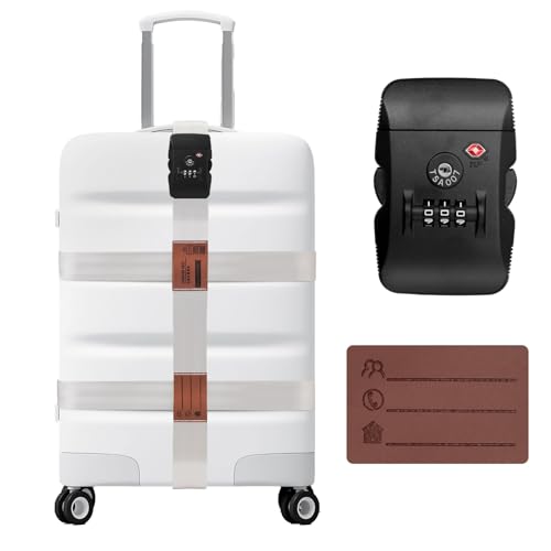 Image of Heavy Duty Luggage Straps with TSA Approved Locks, Travel Belt for Luggage, Suitcase Strap 3 Packs 2 Inches Wide Silver