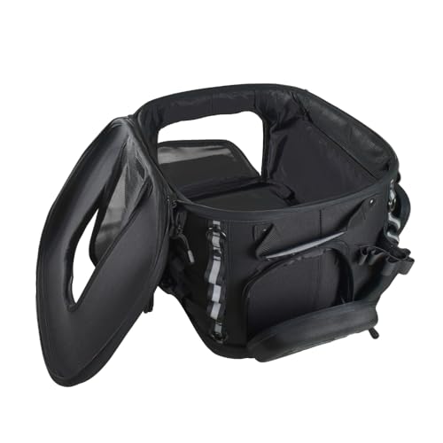 Motorrad Grand Pet Palace UV-bewertete vielseitige Haustier-Tragetasche, Moto-Sissy-Bar, Hecktasche mit zwei Schalen, UTV, ATV, Rollgepäck, oberes Fenster, öffnet Haustiertasche, 54,1 x 38,6 x 33 cm