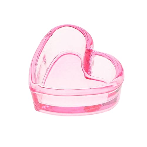 Frcolor 透粉色ハート型 マニキュアネイルカップ 水晶製ネイルリキッドホルダー コンパクト軽量 多機能装飾小物入れ付き