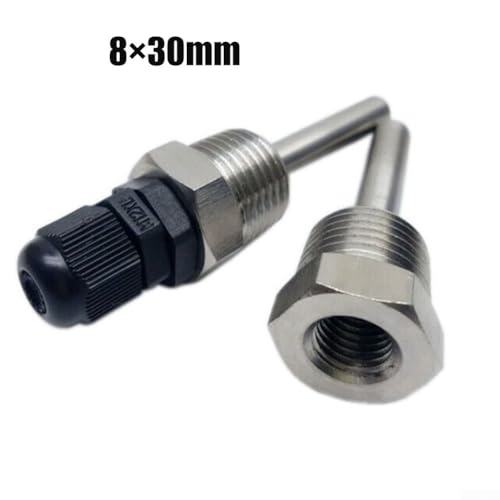 2pcs Threads Stainless Steel Thermowell for Temperature Sensors, Thermowell Sleeve For Temperature Sensors(8x30mm)