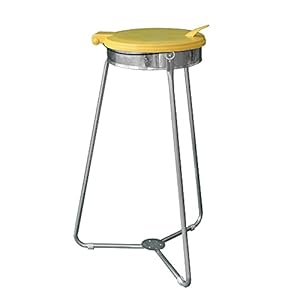 Müllsackständer, gelb – für bis zu 120 L – mit Deckel aus Kunststoff – Abfallsackhalter für gelben Sack, uvm. – Dreibein-Gestell aus Metall – Müllsackhalter mit praktischem Griff